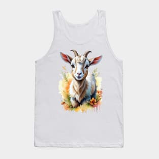 Goatling Glee: Watercolor Farmyard Bliss Tank Top